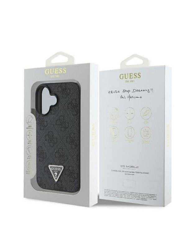 GUESS futerał do IPHONE 16 Plus GUHCP16MP4TDPK (PU Leather 4G Triangle Strass) czarny