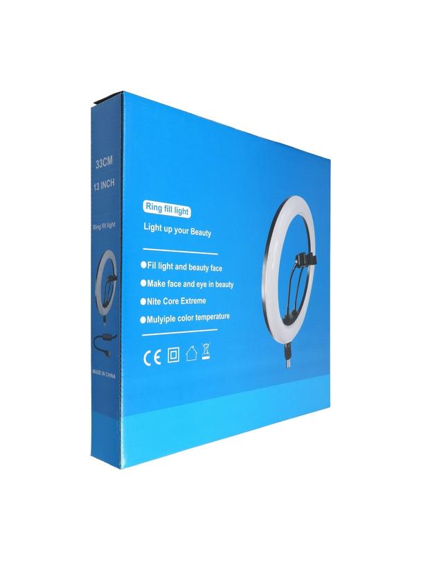 Lampa LED Ring Stream RGB pierścieniowa 13" z uchwytem na telefon + statyw czarna