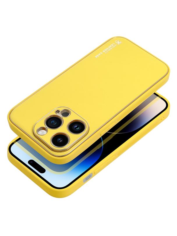 Futerał LEATHER CASE skórzany do IPHONE 14 Pro żółty