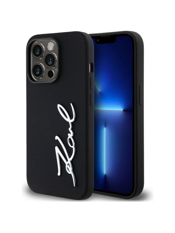KARL LAGERFELD futerał do IPHONE 14 Pro KLHCP14LSCMSMVK (Silicone Sign Metal Logo) czarny