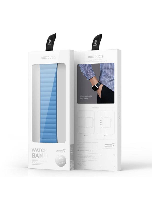 DUX DUCIS pasek CHAIN magnetyczny silikonowy do Apple Watch 42 / 44 / 45 mm niebieski