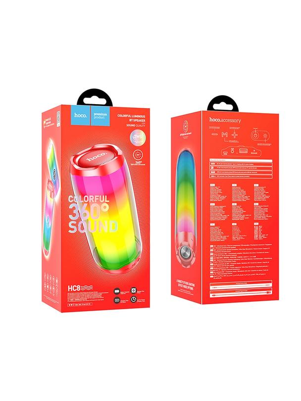 Głośnik bluetooth LED 10W 4h Hoco HC8 czerwony