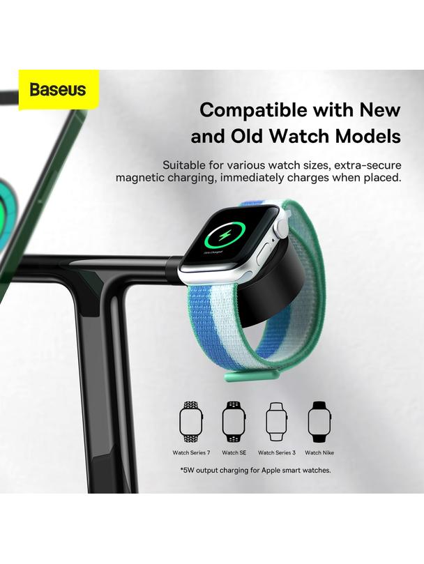 BASEUS ładowarka indukcyjna 3w1 kompatybilna z MagSafe 15W WXTE000101 czarna