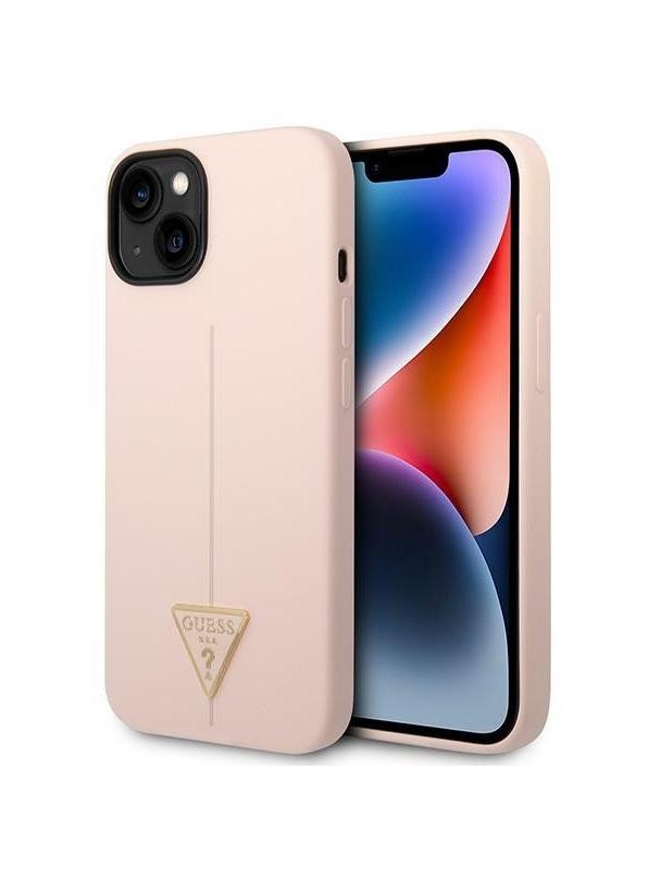 GUESS futerał do IPHONE 13 / 14 / 15 GUHCP14SSLTGP (Silicone Triangle) różowy