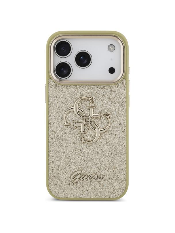 GUESS futerał do IPHONE 17 Pro GUHCP17LHG4SGCD (Fixed Glitter Big 4G Metal Frame) złoty