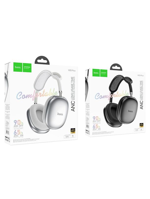 Słuchawki bezprzewodowe nauszne Hoco ANC W55 Plus srebrne