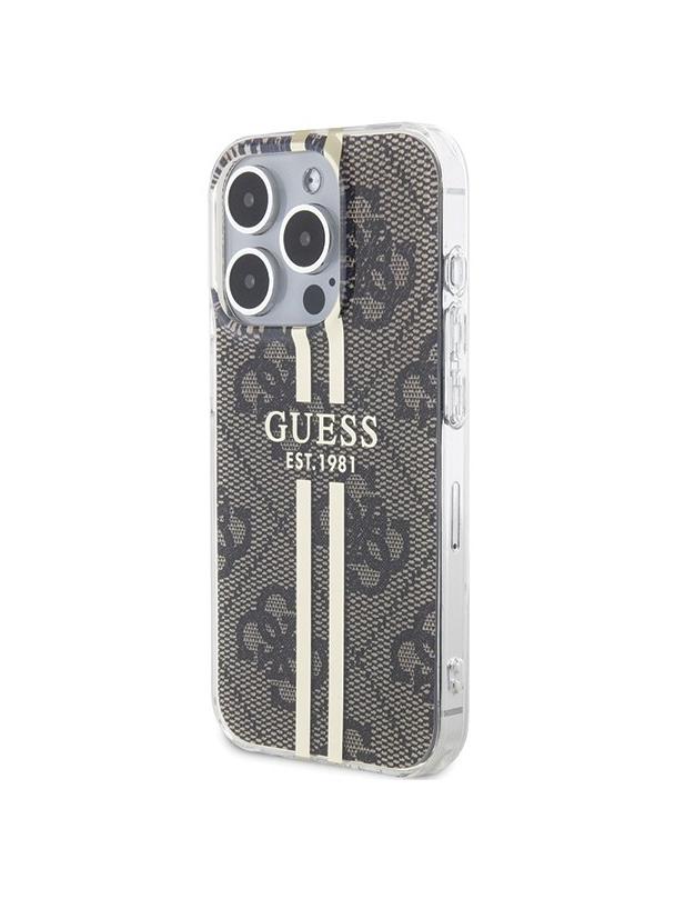 GUESS futerał do IPHONE 15 Pro GUHCP15MH4PSEGW (4G Gold Stripe) brązowy
