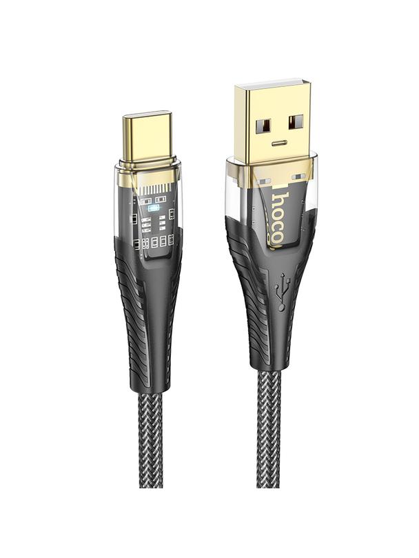 Kabel USB A do USB C Hoco 2,4A 1,2 m U121 czarny transparentny
