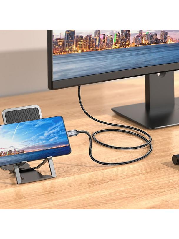 Kabel USB C do HDMI Hoco 4K 30Hz 2 m UA27 stalowy szary