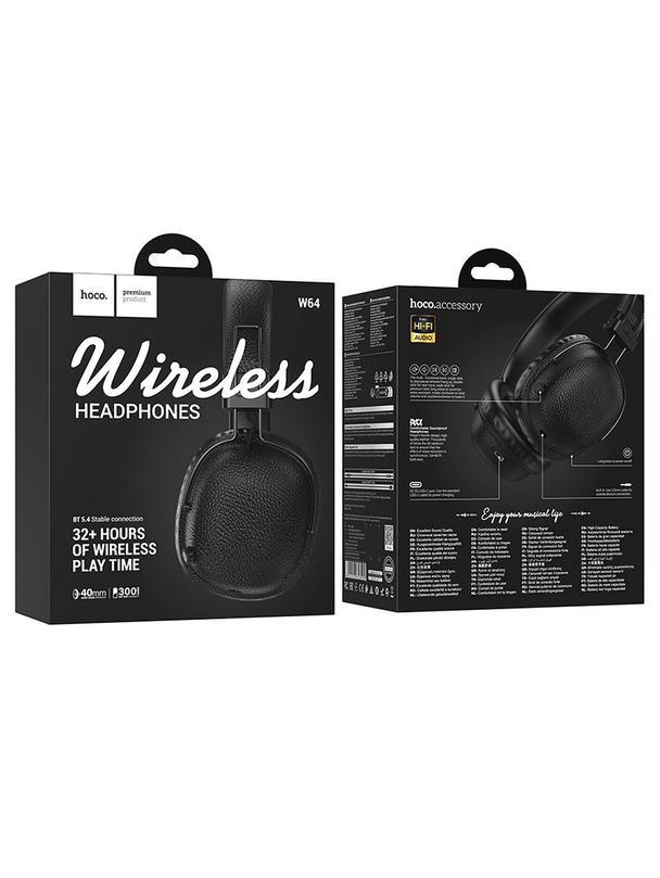 Słuchawki bezprzewodowe nauszne Hoco W64 czarne