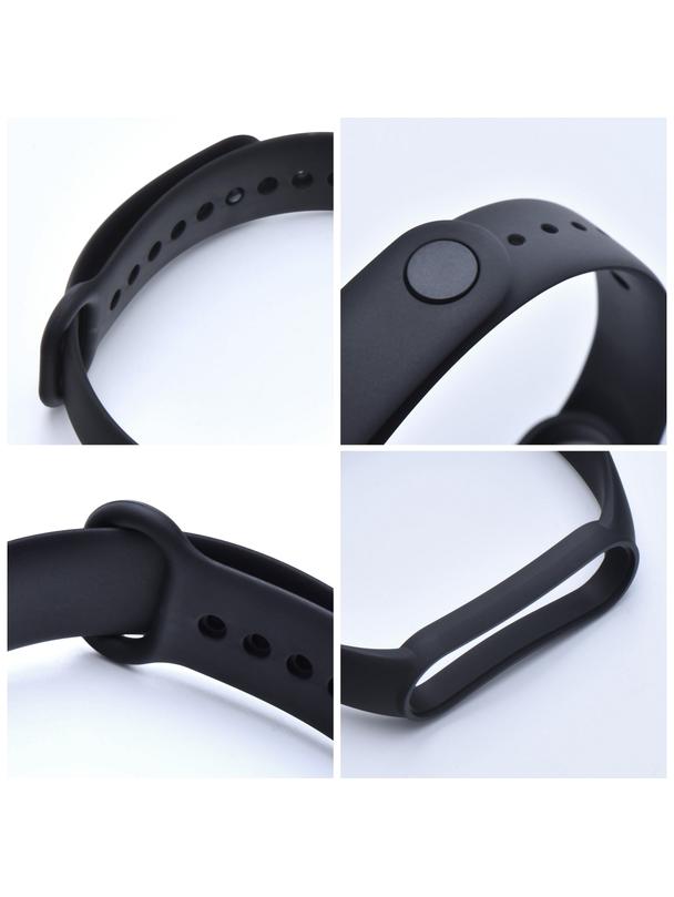 Pasek silikonowy do XIAOMI Mi Band 5 / 6 / 7 czarny (01)
