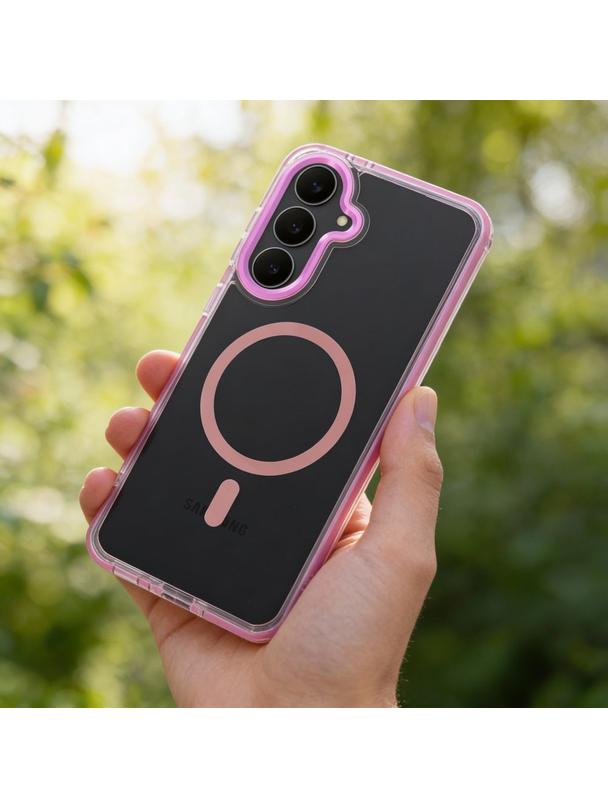 Futerał FRAME CLEAR HYBRID MAG COVER kompatybilny z MagSafe do SAMSUNG A17 pudrowy róż