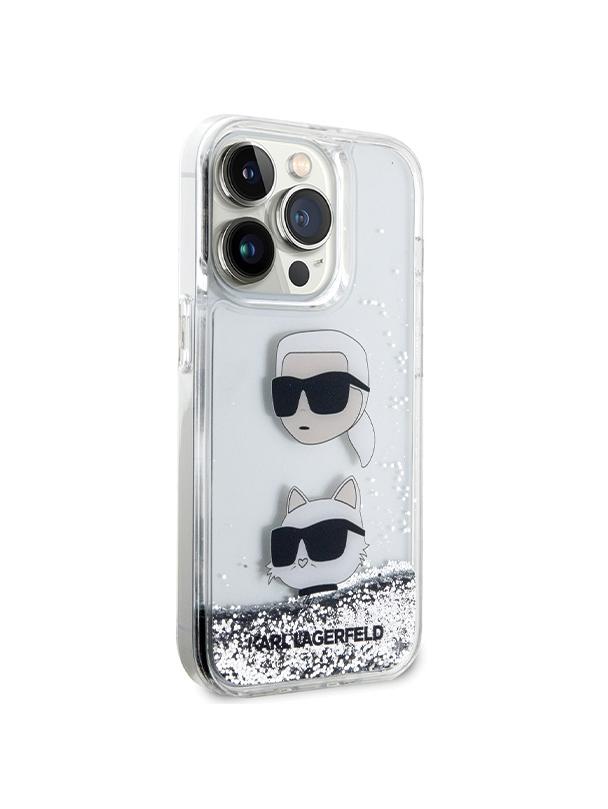 KARL LAGERFELD futerał do IPHONE 14 Pro KLHCP14LLDHKCNS (Liquid Glitter KC) biały