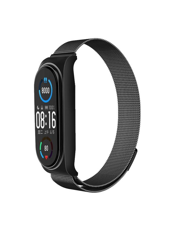 Pasek metalowy METAL do XIAOMI Mi Band 5 / 6 czarny (01)