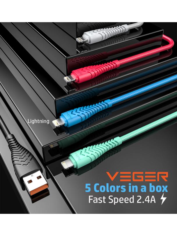 Kabel USB A do Lightning VEGER 2,4A V105 1,2 m czarny