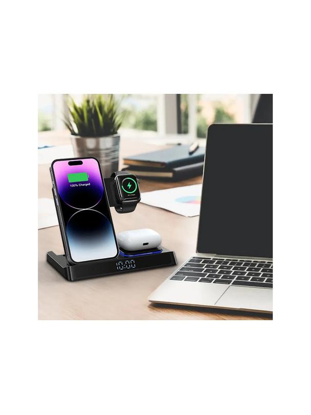 WiWU - Ładowarka bezprzewodowa z zegarem cyfrowym Wi-W006 Power Air 5in1