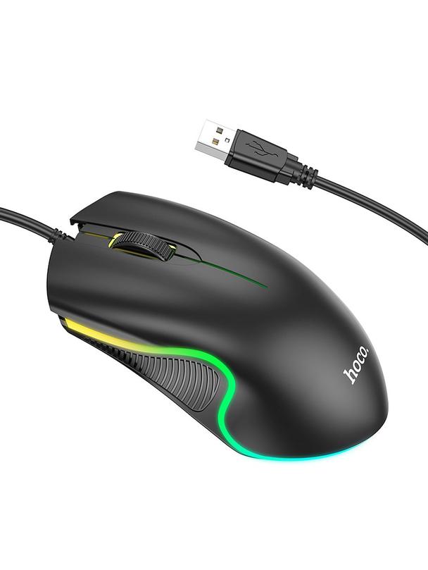 Myszka przewodowa Hoco USB A 1000 dpi z podświetleniem GM19 czarna