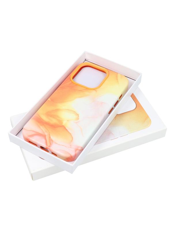 Futerał LEATHER MAG COVER kompatybilny z MagSafe do IPHONE 13 Pro orange splash