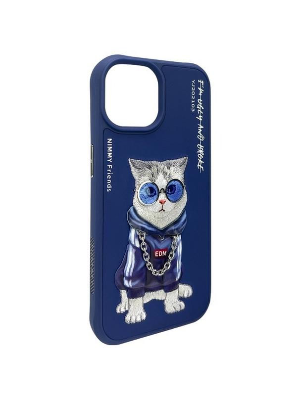 NIMMY futerał GLASSES COOL CAT do IPHONE 15 niebieski