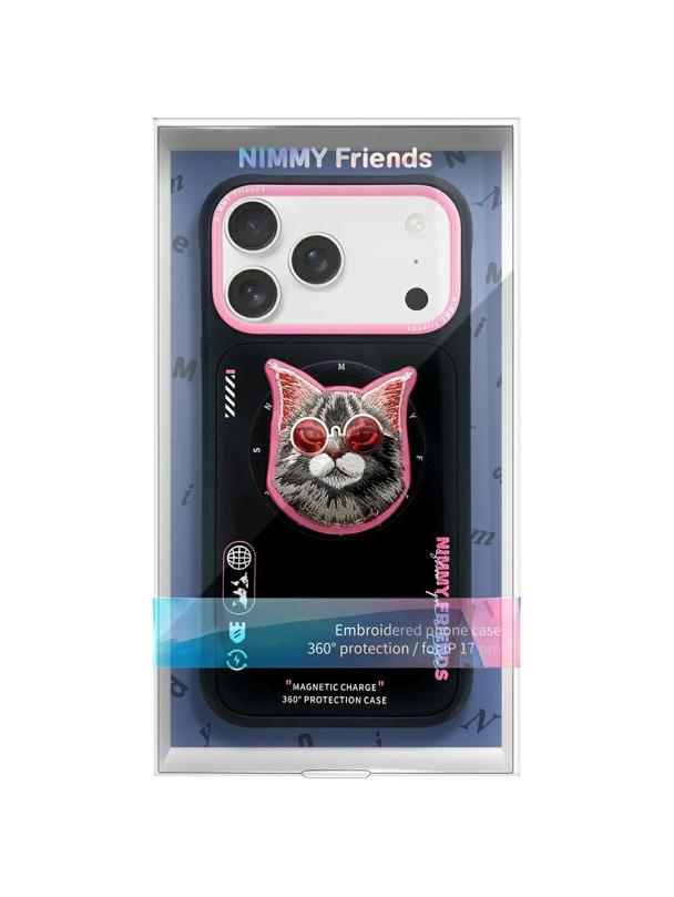 NIMMY futerał GLASSES COOL CAT kompatybilny z MagSafe do IPHONE 17 czarno różowy