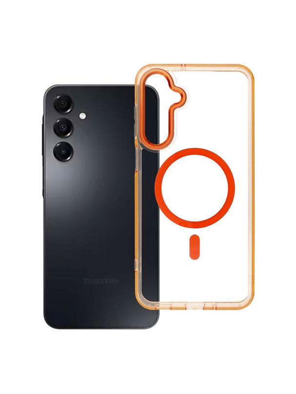 Futerał FRAME CLEAR HYBRID MAG COVER kompatybilny z MagSafe do SAMSUNG A16 pomarańczowy