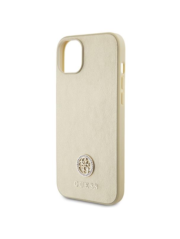 GUESS futerał do IPHONE 13 / 14 / 15 GUHCP15SPS4DGPD (Leather 4G Metal Logo Strass) złoty