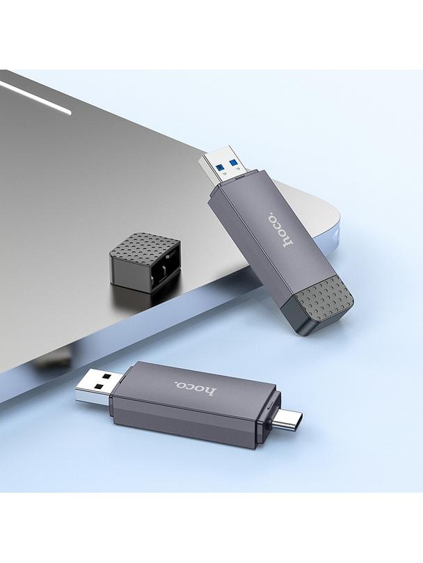 Czytnik kart SD / TF Hoco USB A / USB C 2.0 HB45 szary