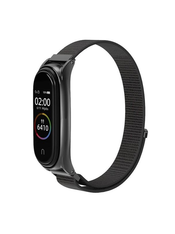 Pasek nylonowy do XIAOMI Mi Band 5 / 6 / 7 czarny (05)