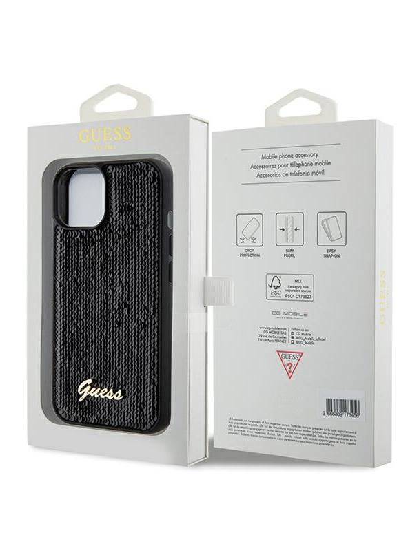 GUESS futerał do IPHONE 13 / 14 / 15 GUHCP15SPSFDGSK (Sequin Script Metal) czarny