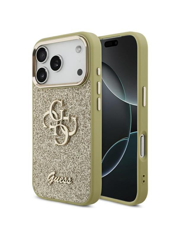 GUESS futerał do IPHONE 17 Pro GUHCP17LHG4SGCD (Fixed Glitter Big 4G Metal Frame) złoty