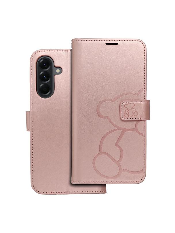 Kabura MEZZO Book do SAMSUNG A56 5G teddy bear złoty róż