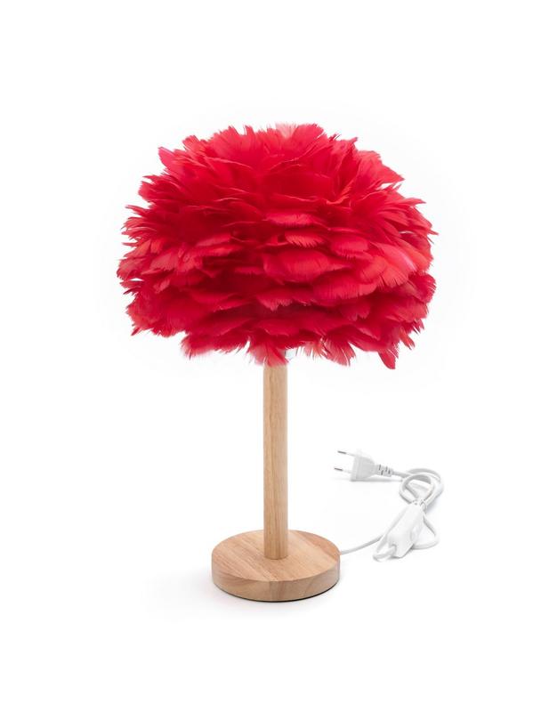 Lampka nocna z piórkiem Art Deco czerwona CBDPH