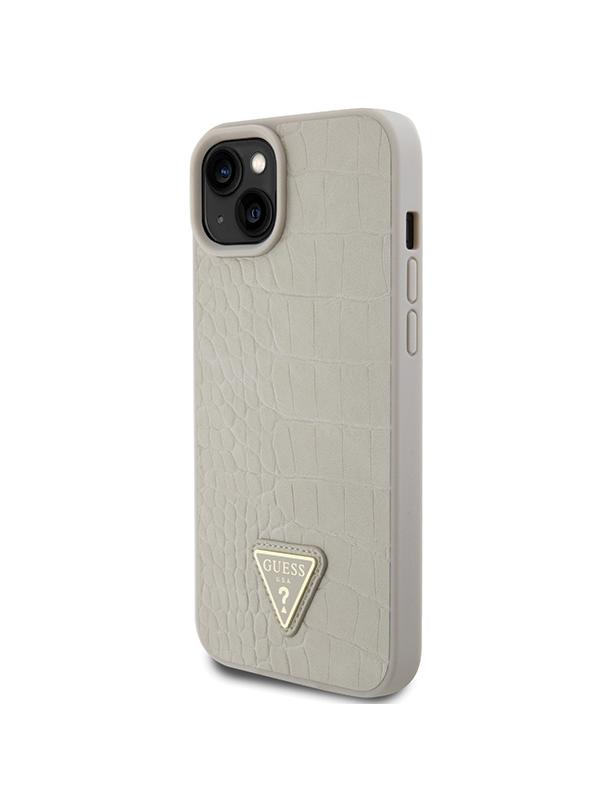 GUESS futerał do IPHONE 13 / 14 / 15 GUHCP15SPCRTHCD (Croco Triangle Metal Logo) złoty