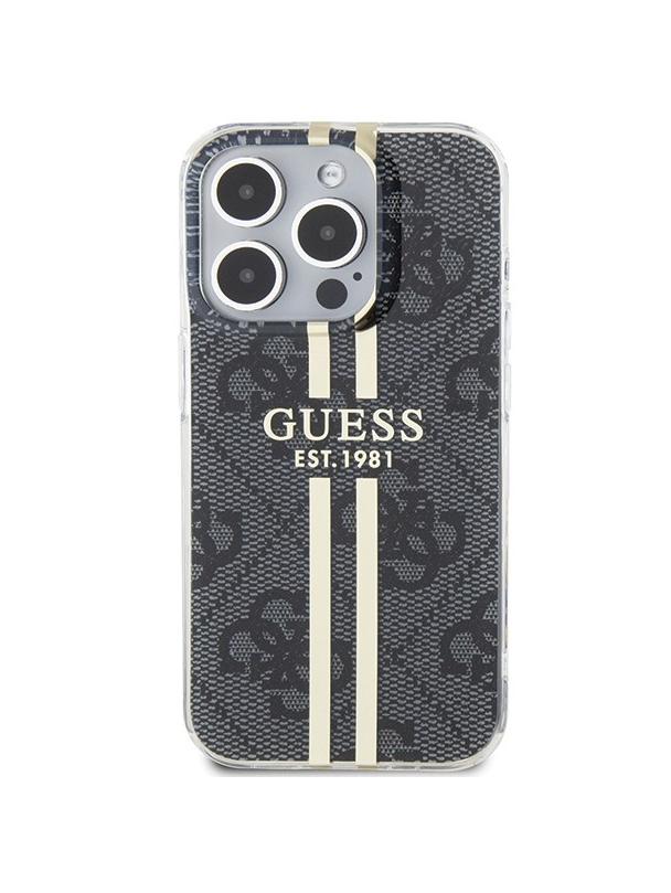 GUESS futerał do IPHONE 15 Pro Max GUHCP15XH4PSEGK (4G Gold  Stripe) czarny
