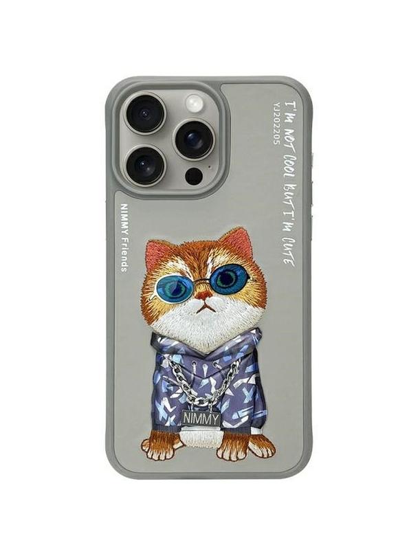 NIMMY futerał GLASSES COOL CAT do IPHONE 15 Pro Max szary