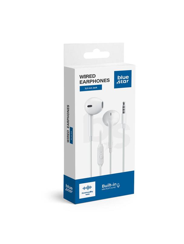Słuchawki przewodowe douszne Jack 3,5 mm Blue Star PA-E65 1,2 m białe