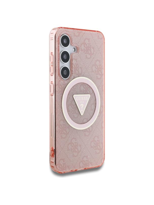 GUESS futerał do SAMSUNG S25 GUHMS25SHG4PRTGP (Magnetic IML Metal Glitter 4G Circle Triangle) różowy