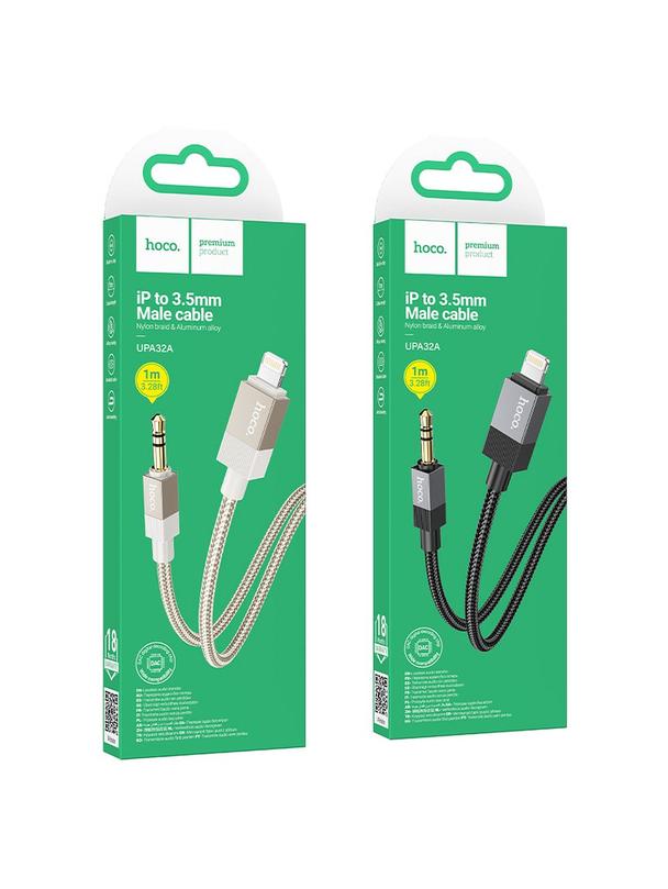 Kabel AUX Jack 3,5 mm (męski) do Lightning (męski) Hoco 1 m UPA32A złoty