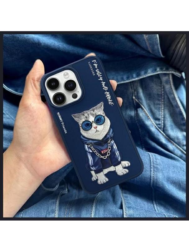 NIMMY futerał GLASSES COOL CAT do IPHONE 15 Pro niebieski