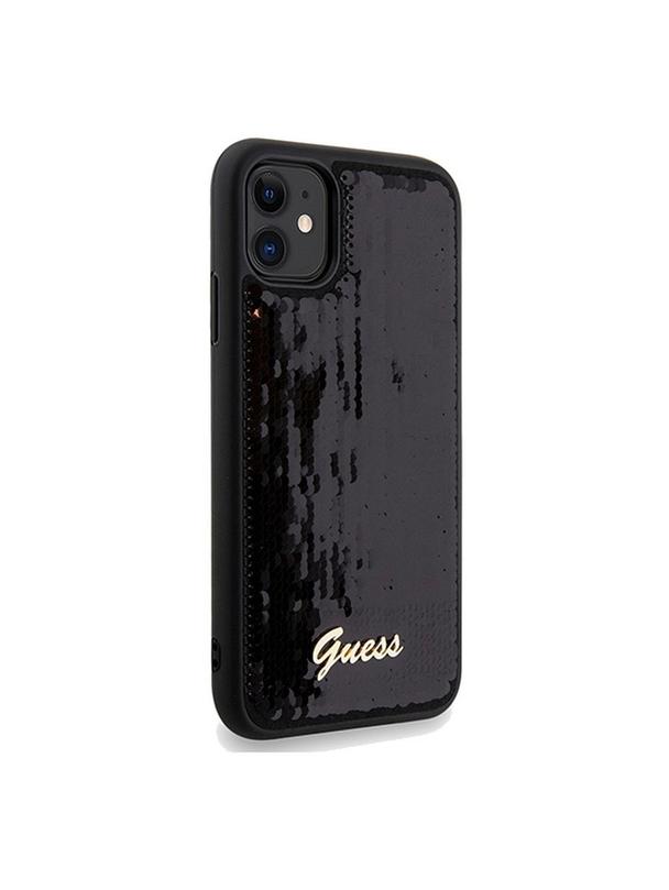 GUESS futerał do IPHONE 11 GUHCN61PSFDGSK (Sequin Script Metal) czarny