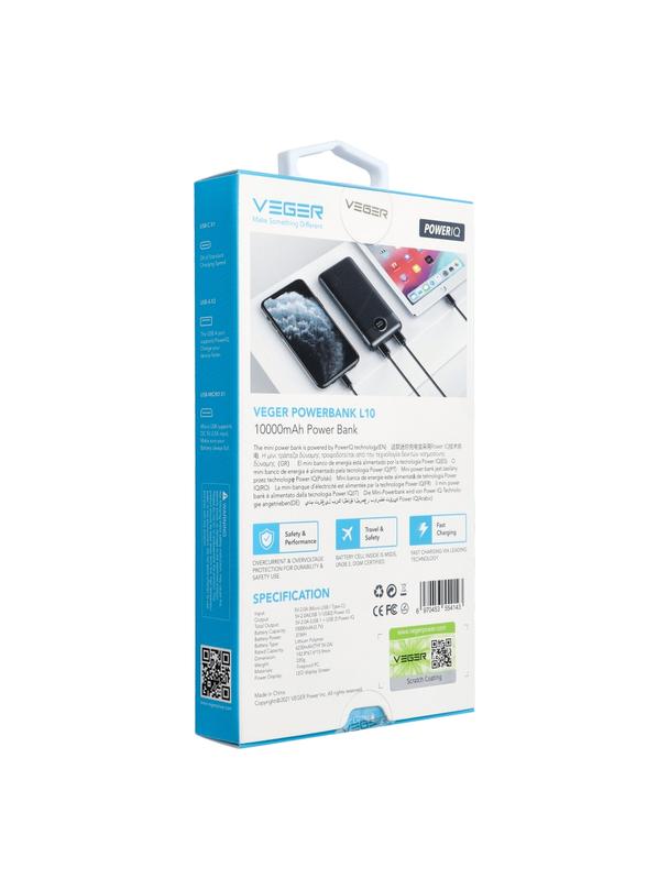 Powerbank Veger L10 (W1105) 10000 mAh czarny