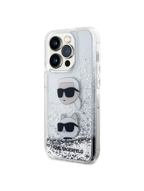 KARL LAGERFELD futerał do IPHONE 14 Pro KLHCP14LLDHKCNS (Liquid Glitter KC) biały