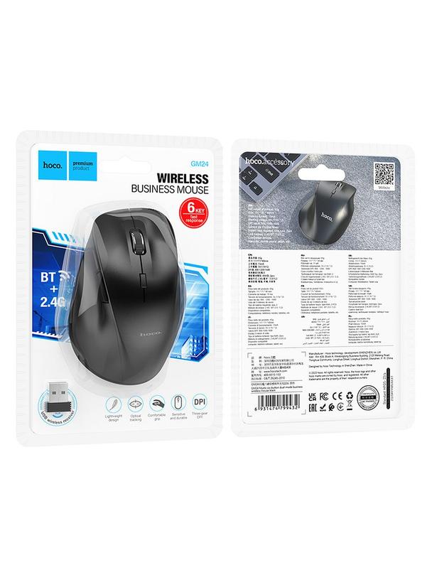 Myszka bezprzewodowa Hoco 2,4G 1600 dpi GM24 czarna