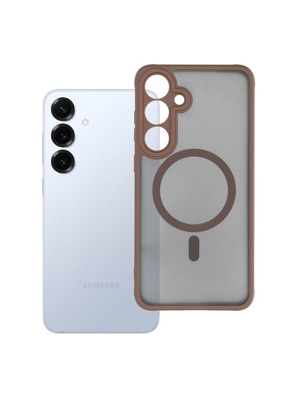 Futerał do Samsung S25 PLUS Full Matte Mag Cover zgodny z MagSafe brązowy