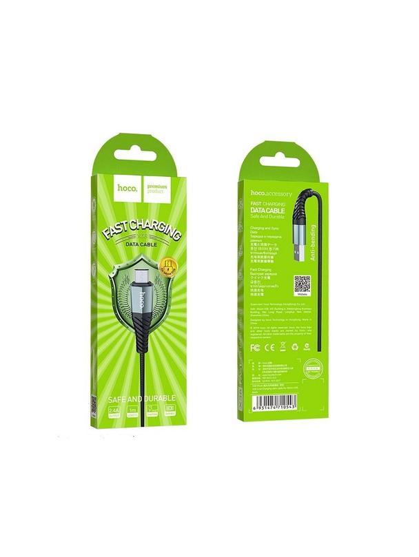 Kabel USB A do Micro USB Hoco 2,4A 1 m X38 czarny