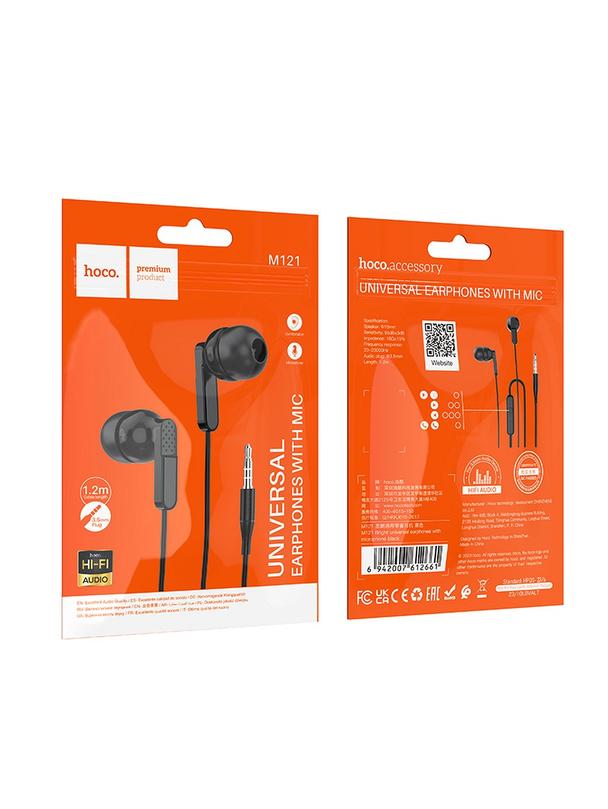 Słuchawki przewodowe douszne Jack 3,5 mm Hoco M121 czarne