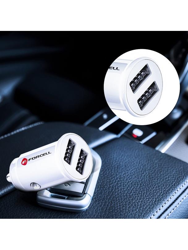FORCELL ładowarka samochodowa Mini 2xUSB 3,1A biała CC-SJ02