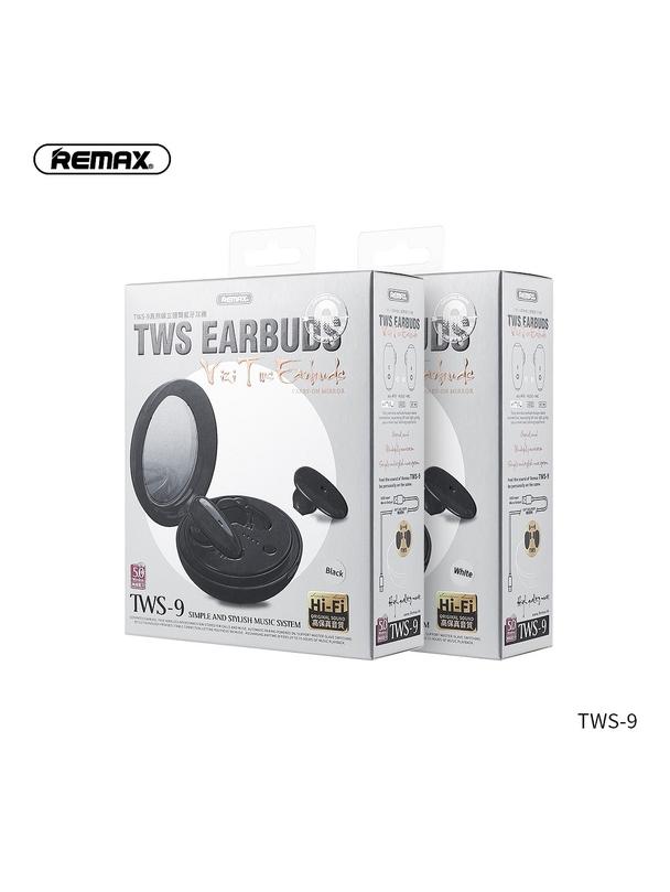 REMAX słuchawki bezprzewodowe bluetooth TWS-9 ze stacją dokującą i lusterkiem białe