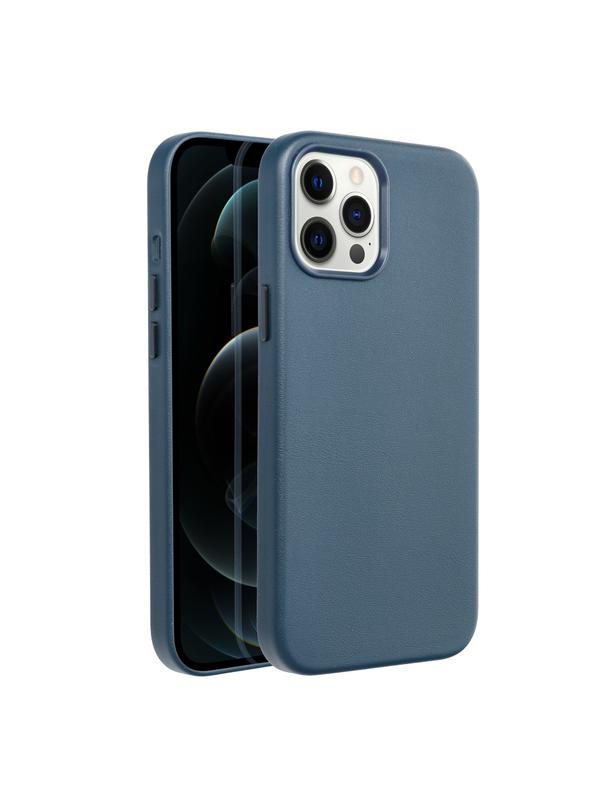 Futerał LEATHER MAG COVER kompatybilny z MagSafe do IPHONE 12 Pro Max niebieski