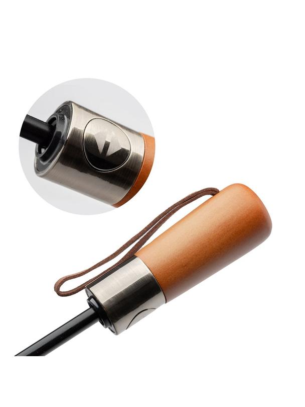 Automatyczny składany parasol z drewnianą rączką 10-ramienny XXL 115 cm czarny